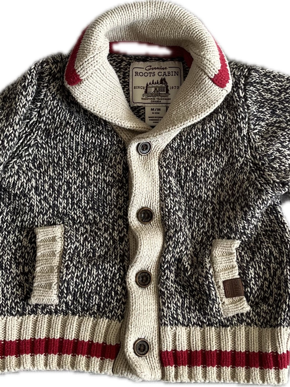 Roots Cabin Shawl Collar Knit Cardigan Sweater 6-12M
